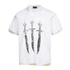 Thug Club White Vintage Wash Triple Sword Graphic T-Shirt
