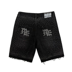 Mixed Emotions Black “ME” Rhinestone Denim Shorts