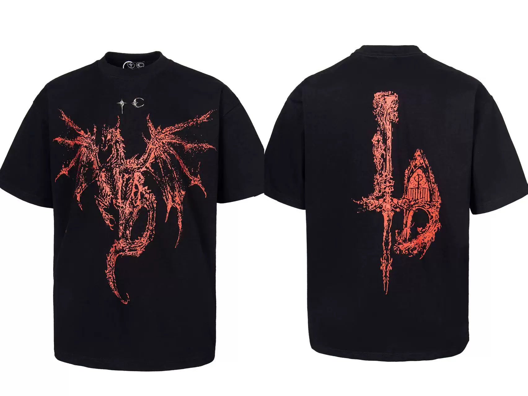 Thug Club Black & Red Winged Dragon Graphic T-Shirt