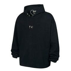Thug Club Black Snap-Collar Metal Sword Logo Hoodie