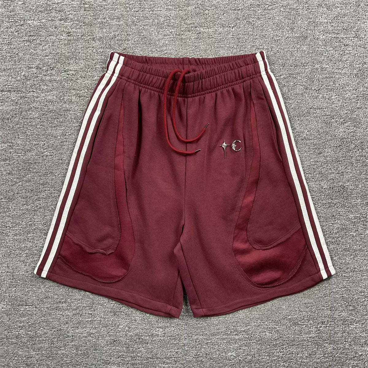 Thug Club Burgundy Side-Stripe Technical Sweatshorts