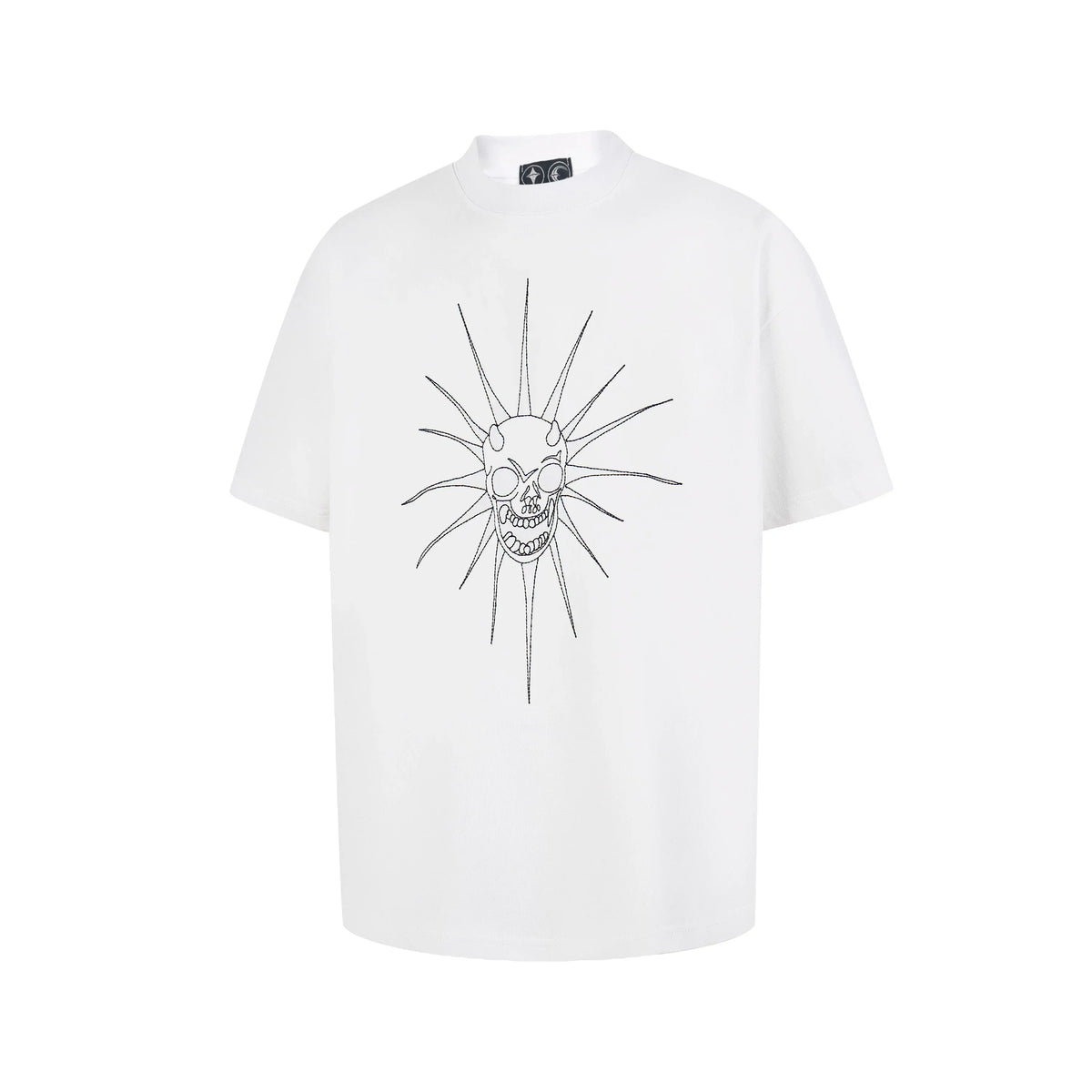 Thug Club White Punk Spiked Demon Skull Graphic T-Shirt