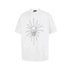 Thug Club White Punk Spiked Demon Skull Graphic T-Shirt
