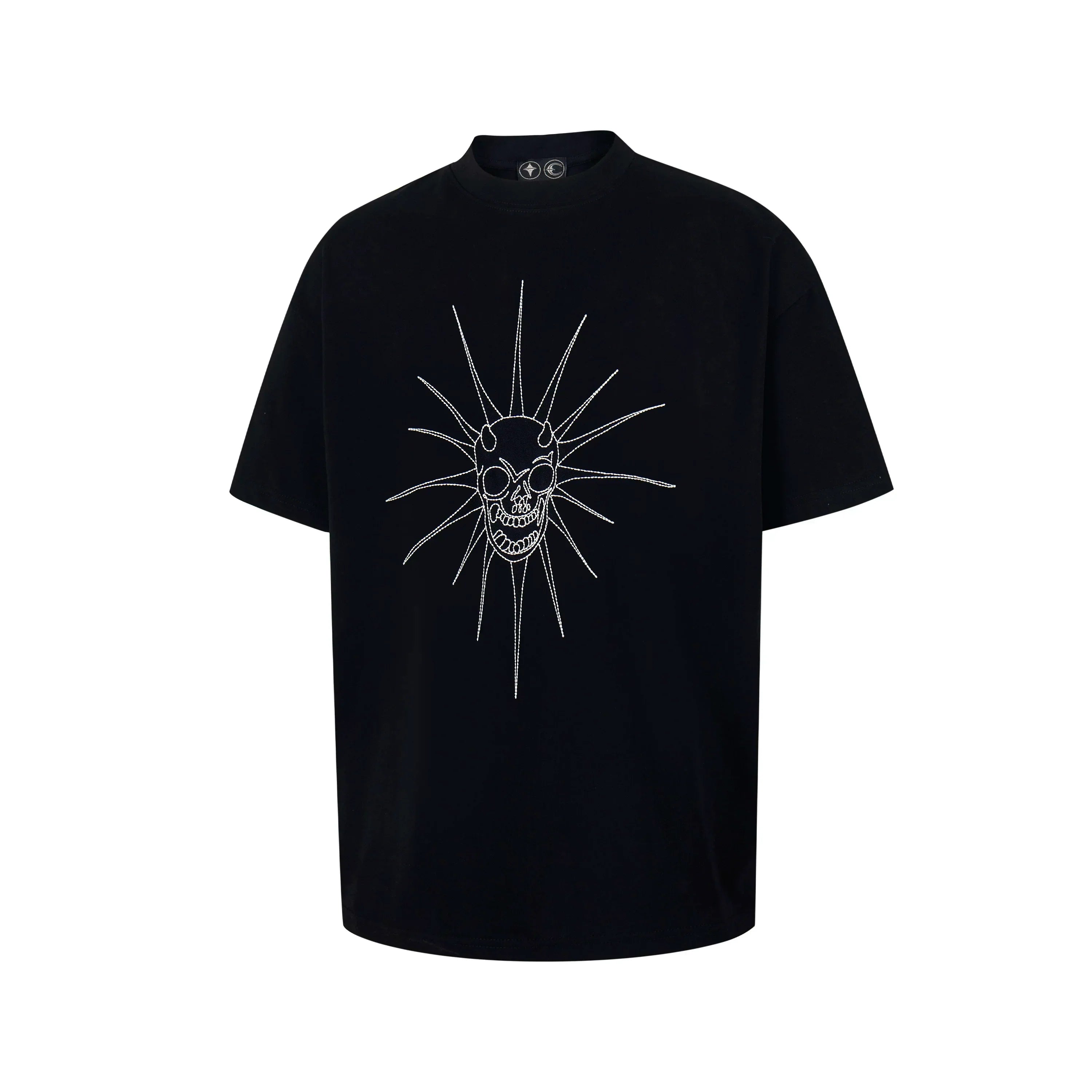 Thug Club Black Punk Spiked Demon Skull Graphic T-Shirt