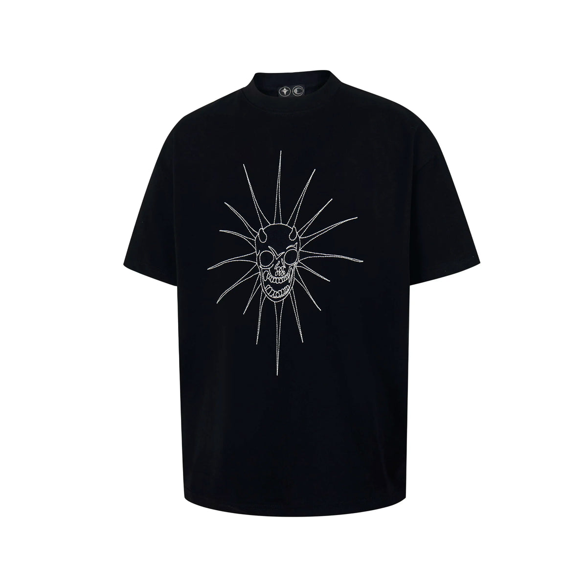 Thug Club Black Punk Spiked Demon Skull Graphic T-Shirt