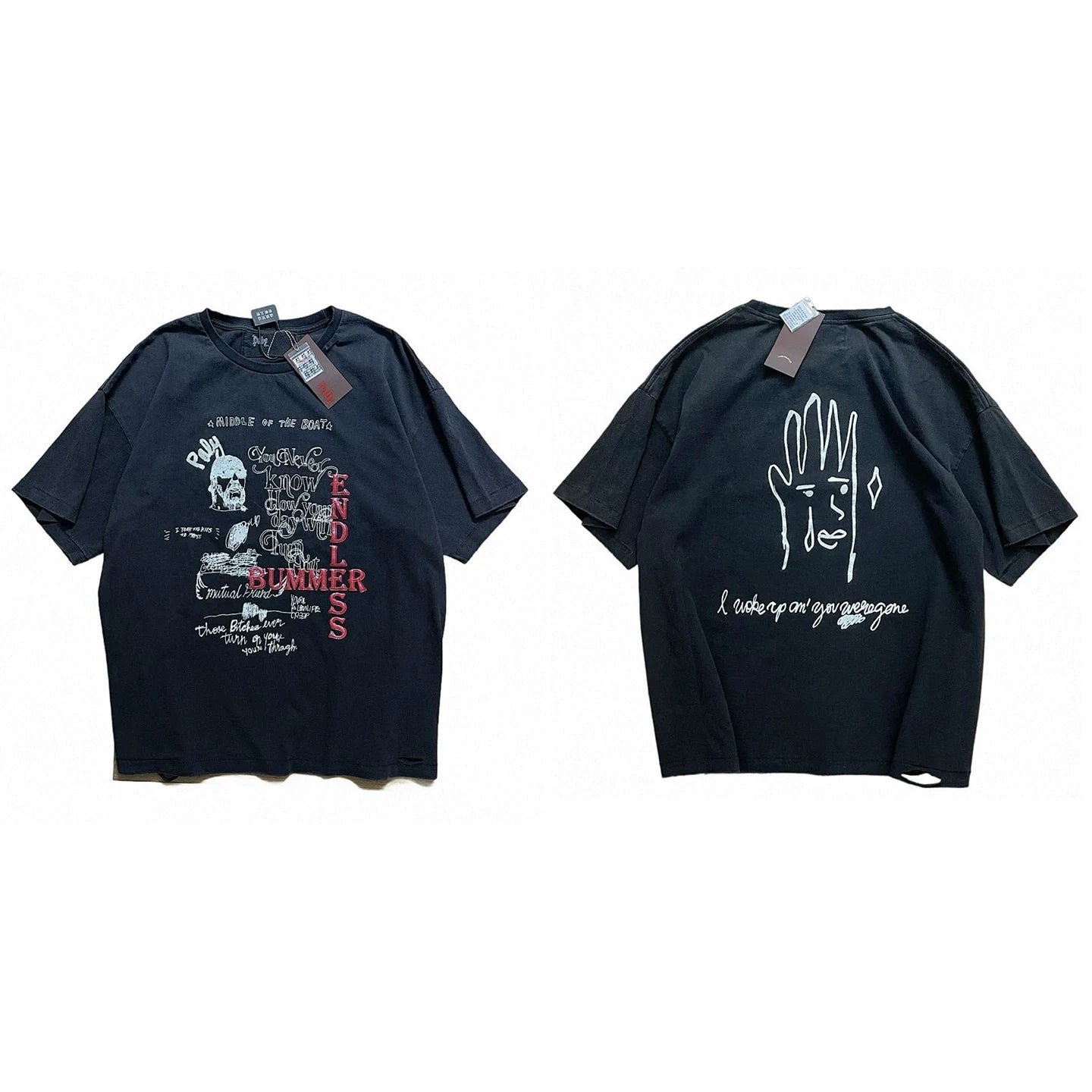 PALY Hollywood Hand & Slogan Graphic T-Shirt - Black