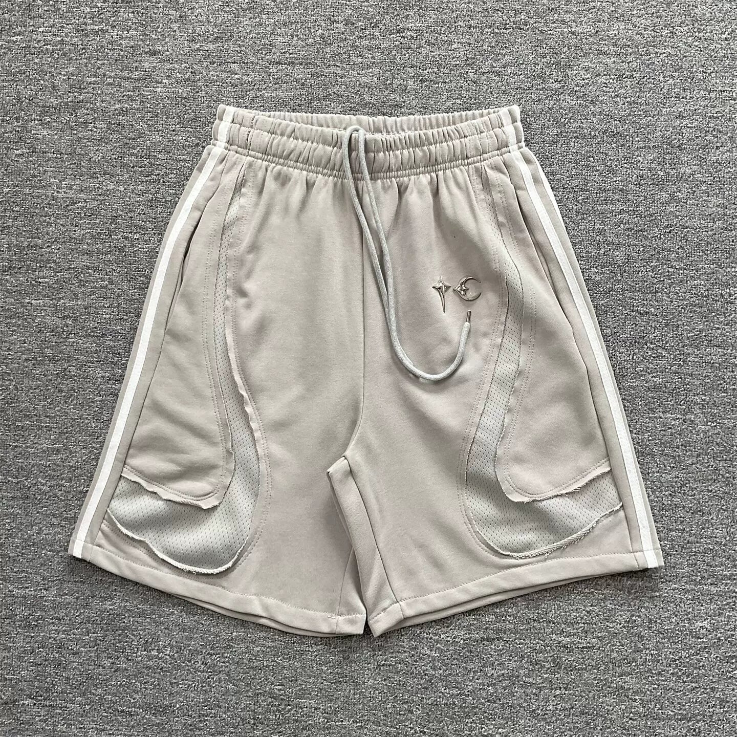 Thug Club Light Gray Side-Stripe Technical Sweatshorts
