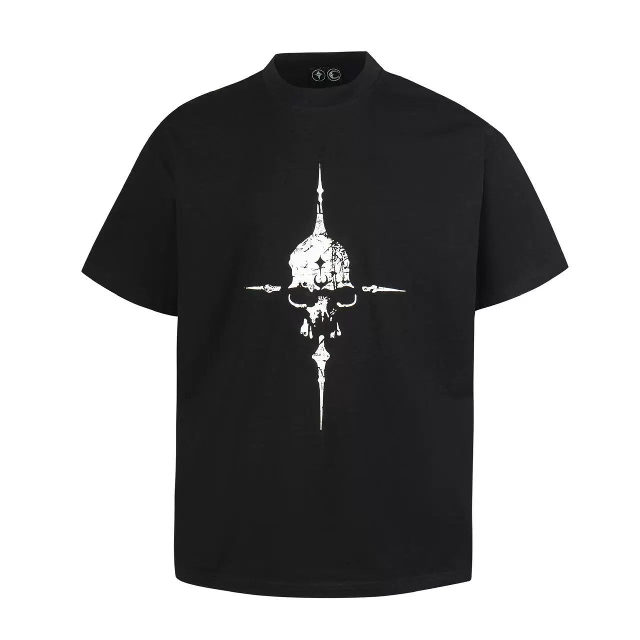 Thug Club Black Gothic Cross Skull Graphic T-Shirt