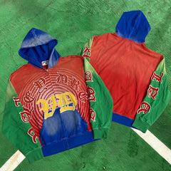 Vale Forever Contrast Stitch Full-Zip Hoodie (Multi-Color / Red, Blue, & Green Spiral Target)